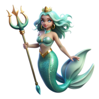 extraordinary abstract dramatic artistic A beautiful mermaid with scales of aquamarine and emerald, holding a pearl-encrusted trident, illuminated by the refracted light of the ocean depths.... png