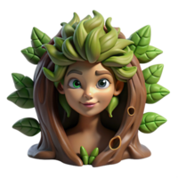 dramatic rustic elegant abstract A playful dryad with skin of living bark and hair of trailing vines, emerging from a hollow tree, illuminated by dappled sunlight filtering through the leaves.... png