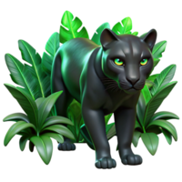 extraordinary abstract elegant abstract A sleek, black panther with eyes of emerald green, stalking through a jungle of bioluminescent plants, illuminated by their otherworldly glow.... png