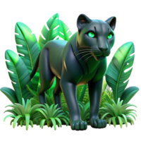 dramatic abstract beautiful artistic A sleek, black panther with eyes of emerald green, stalking through a jungle of bioluminescent plants, illuminated by their otherworldly glow.... png