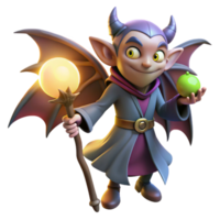 vibrant traditional extraordinary rustic A mischievous imp with bat wings and a pointed tail, stealing a glowing orb from a sleeping wizard. Cartoonish style, dramatic lighting genuine high quality png