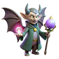 magnificent creative serene vintage A mischievous imp with bat wings and a pointed tail, stealing a glowing orb from a sleeping wizard. Cartoonish style, dramatic lighting professional high resolution png