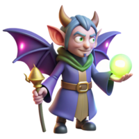 wonderful modern wonderful creative A mischievous imp with bat wings and a pointed tail, stealing a glowing orb from a sleeping wizard. Cartoonish style, dramatic lighting genuine exclusive png