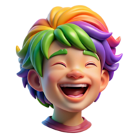 vibrant contemporary elegant modern Portrait of a laughing child with vibrant, rainbow-colored hair, dappled sunlight filtering through leaves, Impressionist style exclusive original png