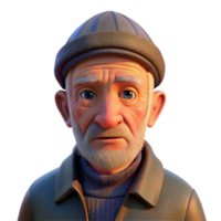 elegant creative wonderful classic Portrait of a weary, old fisherman with weathered skin and deep wrinkles, lit by the warm glow of a setting sun, realistic style genuine original png