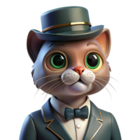 extraordinary minimalist impressive abstract A whimsical portrait of a cat wearing a monocle and a top hat, dramatic Rembrandt lighting, surrealist style high quality high quality png