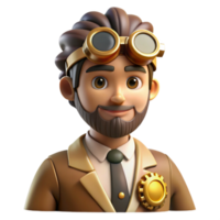 dramatic modern wonderful abstract A stylish steampunk inventor with goggles and intricate gears, warm, golden lighting, steampunk style premium genuine png
