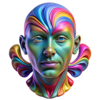 wonderful minimalist vibrant contemporary A psychedelic portrait of a human face morphing into a kaleidoscope of colors, vibrant, swirling lighting, psychedelic art style authentic original png