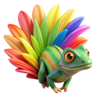 dramatic traditional vibrant vintage A vibrant chameleon camouflaged against a rainbow lorikeet's feathers, macro photography style, brightly lit high resolution high quality png