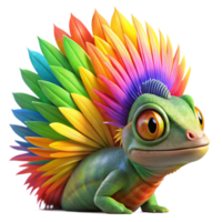 extraordinary creative vibrant contemporary A vibrant chameleon camouflaged against a rainbow lorikeet's feathers, macro photography style, brightly lit authentic high quality png