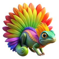 impressive creative magnificent vintage A vibrant chameleon camouflaged against a rainbow lorikeet's feathers, macro photography style, brightly lit exclusive detailed png
