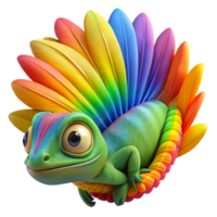 stunning artistic extraordinary rustic A vibrant chameleon camouflaged against a rainbow lorikeet's feathers, macro photography style, brightly lit authentic exclusive png