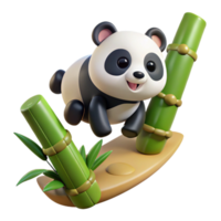 extraordinary classic elegant vintage A playful panda cub tumbling down a bamboo-covered hillside, soft, diffused lighting, cartoon style genuine authentic png
