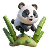 extraordinary classic stunning contemporary A playful panda cub tumbling down a bamboo-covered hillside, soft, diffused lighting, cartoon style detailed genuine png