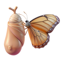 serene rustic vibrant modern A delicate butterfly emerging from its chrysalis, soft, diffused lighting, macro photography style genuine original png