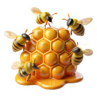 serene vintage magnificent classic A swarm of honeybees buzzing around a honeycomb dripping with golden honey, warm, natural lighting, photorealistic style genuine professional png