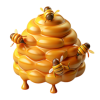 impressive vintage wonderful classic A swarm of honeybees buzzing around a honeycomb dripping with golden honey, warm, natural lighting, photorealistic style high resolution genuine png