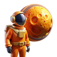 dramatic minimalist stunning classic A lone astronaut in a retro-futuristic orange spacesuit, gazing at a giant bioluminescent nebula, dramatic chiaroscuro lighting, Art Deco style exclusive premium png