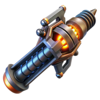 serene traditional vibrant creative A futuristic weapon with glowing energy coils, dark and metallic textures, sharp and detailed style authentic professional png