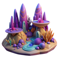 extraordinary abstract extraordinary rustic An alien landscape with strange rock formations and glowing flora, vibrant psychedelic colors, surreal and otherworldly style premium high quality png