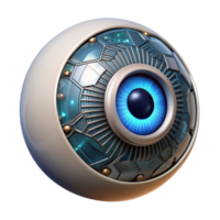 extraordinary artistic vibrant creative A close-up of a cyborg eye with intricate circuitry, sharp focus, metallic and detailed style high resolution genuine png