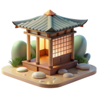 extraordinary minimalist impressive traditional A minimalist Japanese tea house, natural wood and paper screens, soft diffused light, Zen garden setting, peaceful atmosphere, serene composition,... png