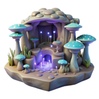 extraordinary creative dramatic traditional A subterranean cavern transformed into a living space, bioluminescent fungi lighting the space, organic architecture, ethereal glow, fantasy setting,... png