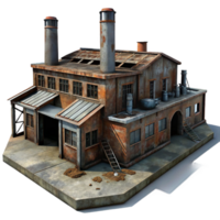 impressive creative serene contemporary An abandoned industrial factory, rusted metal and broken windows, dim lighting, post-apocalyptic setting, gritty textures, photorealistic rendering high... png