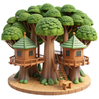 extraordinary minimalist wonderful vintage A treehouse village built into giant redwood trees, intricate walkways and platforms, sunlight filtering through the leaves, fantasy setting, detailed... png