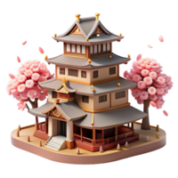 wonderful modern magnificent artistic A traditional Japanese castle, ornate wooden architecture, cherry blossoms in bloom, soft diffused lighting, serene atmosphere, detailed textures genuine... png