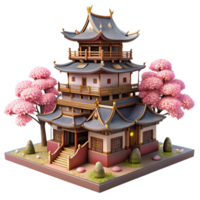 impressive artistic serene rustic A traditional Japanese castle, ornate wooden architecture, cherry blossoms in bloom, soft diffused lighting, serene atmosphere, detailed textures original detailed png