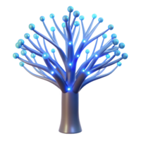 dramatic contemporary elegant abstract A bioluminescent tree with branches made of fiber optic cables, gently swaying in a breeze, illuminated by its own internal light 4K professional png