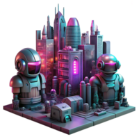 serene artistic magnificent contemporary A desolate, futuristic cityscape composed of decaying robots and flickering holographic advertisements, lit by a harsh, crimson neon glow, in a cyberpunk... png