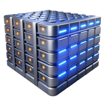 serene contemporary vibrant creative A colossal, metallic server farm extending into infinity, illuminated by rows of blinking LED lights, in a minimalist style professional authentic png