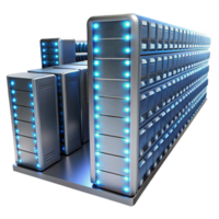 serene modern elegant minimalist A colossal, metallic server farm extending into infinity, illuminated by rows of blinking LED lights, in a minimalist style high resolution professional png
