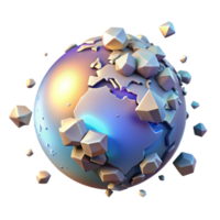 extraordinary classic wonderful abstract A holographic projection of the Earth shattering into fragments, illuminated by a harsh, white light, in a dystopian style 4K 4K png