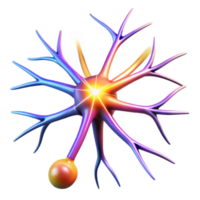 wonderful rustic magnificent creative A single, stylized neuron firing electrical impulses, illuminated by vibrant, multicolored flashes of light, in an abstract style genuine detailed png