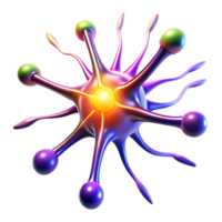 magnificent rustic stunning traditional A single, stylized neuron firing electrical impulses, illuminated by vibrant, multicolored flashes of light, in an abstract style genuine 4K png