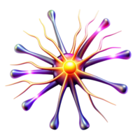 magnificent artistic impressive classic A single, stylized neuron firing electrical impulses, illuminated by vibrant, multicolored flashes of light, in an abstract style professional detailed png