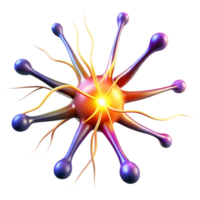 dramatic abstract wonderful abstract A single, stylized neuron firing electrical impulses, illuminated by vibrant, multicolored flashes of light, in an abstract style detailed genuine png