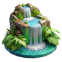extraordinary rustic vibrant classic A cascading waterfall plunging into a crystal-clear pool, surrounded by vibrant green moss and ferns, soft, diffused natural light, photorealistic style... png