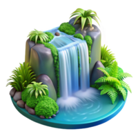 stunning artistic magnificent abstract A cascading waterfall plunging into a crystal-clear pool, surrounded by vibrant green moss and ferns, soft, diffused natural light, photorealistic style... png
