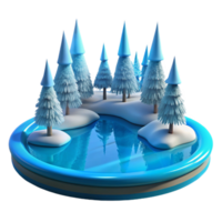 beautiful minimalist wonderful traditional A frozen lake reflecting the surrounding snow-covered trees, minimalist composition, cold, blue light, smooth, icy textures high resolution genuine png