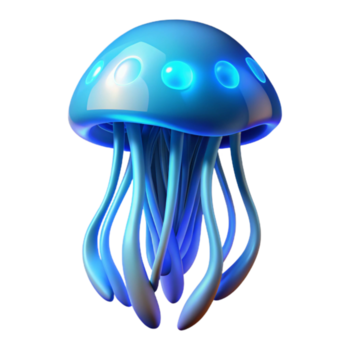 Maravilhoso contemporâneo lindo rústico uma bioluminescente medusa flutuando dentro profundo oceano, brilhando etéreo azul, Sombrio fundo, sobrenatural iluminação profissional detalhado png