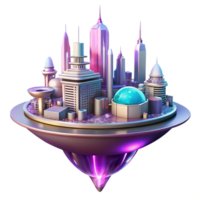 stunning modern stunning classic A futuristic floating city, sleek white and chrome architecture, neon pink and purple highlights, lens flares, cyberpunk style high quality high resolution png