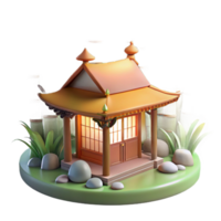 serene classic stunning vintage A Japanese teahouse nestled in a bamboo forest, soft diffused lighting, serene and peaceful atmosphere, watercolor style premium authentic png