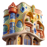 extraordinary abstract elegant rustic A Gaudi-inspired apartment building with colorful mosaic tiles and organic shapes, bright midday sunlight, whimsical style exclusive high resolution png