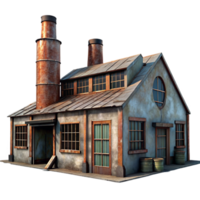 wonderful creative impressive classic An abandoned industrial factory with rusted metal and broken windows, dim overcast lighting, photorealistic style authentic exclusive png