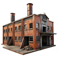 extraordinary abstract serene vintage An abandoned industrial factory with rusted metal and broken windows, dim overcast lighting, photorealistic style high resolution exclusive png