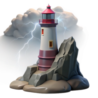 serene minimalist magnificent rustic A solitary lighthouse perched on a rocky cliff, dramatic storm lighting, romanticism style authentic original png